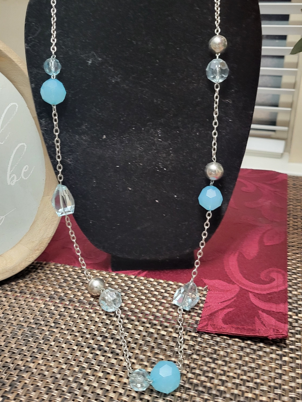 Blue Bead Long Necklace by